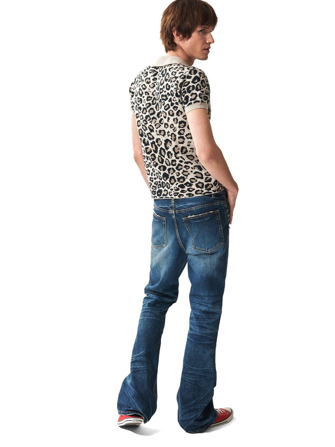 NumbAsia Leopard Embroidered Logo Jacquard Polo Women's Modal Blend Short Sleeve T-shirts