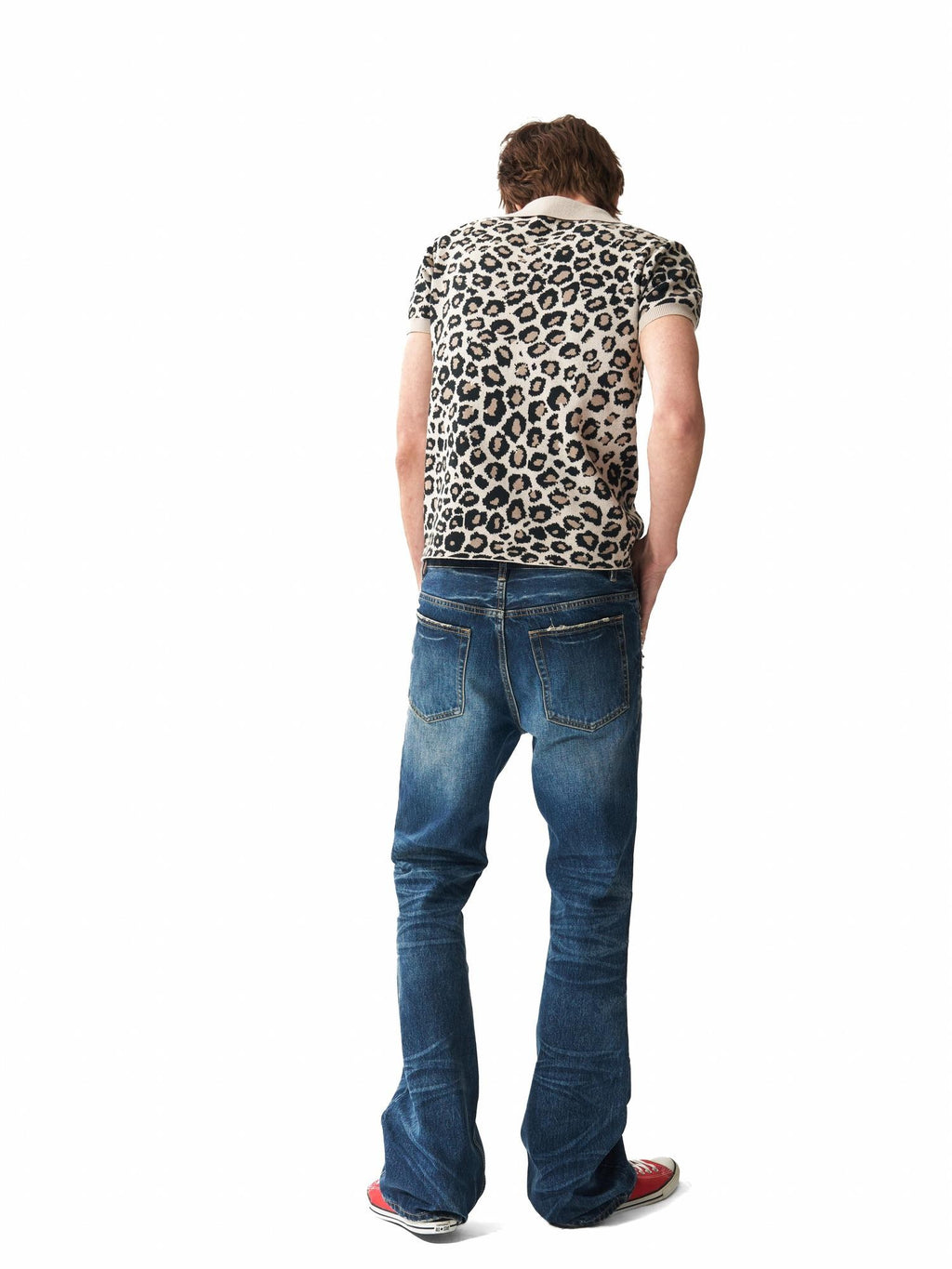 NumbAsia Leopard Embroidered Logo Jacquard Polo Women's Modal Blend Short Sleeve T-shirts