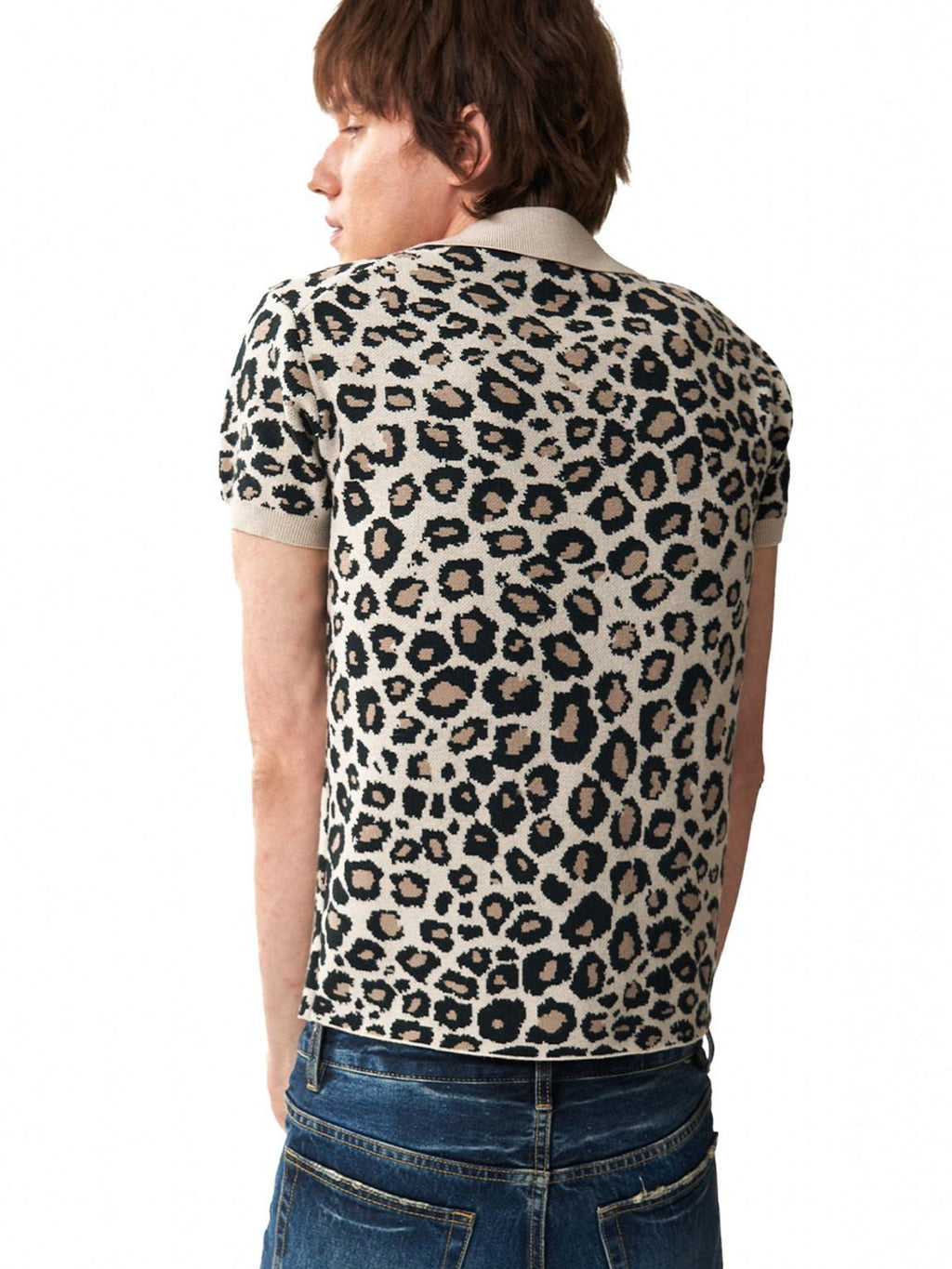 NumbAsia Leopard Embroidered Logo Jacquard Polo Women's Modal Blend Short Sleeve T-shirts