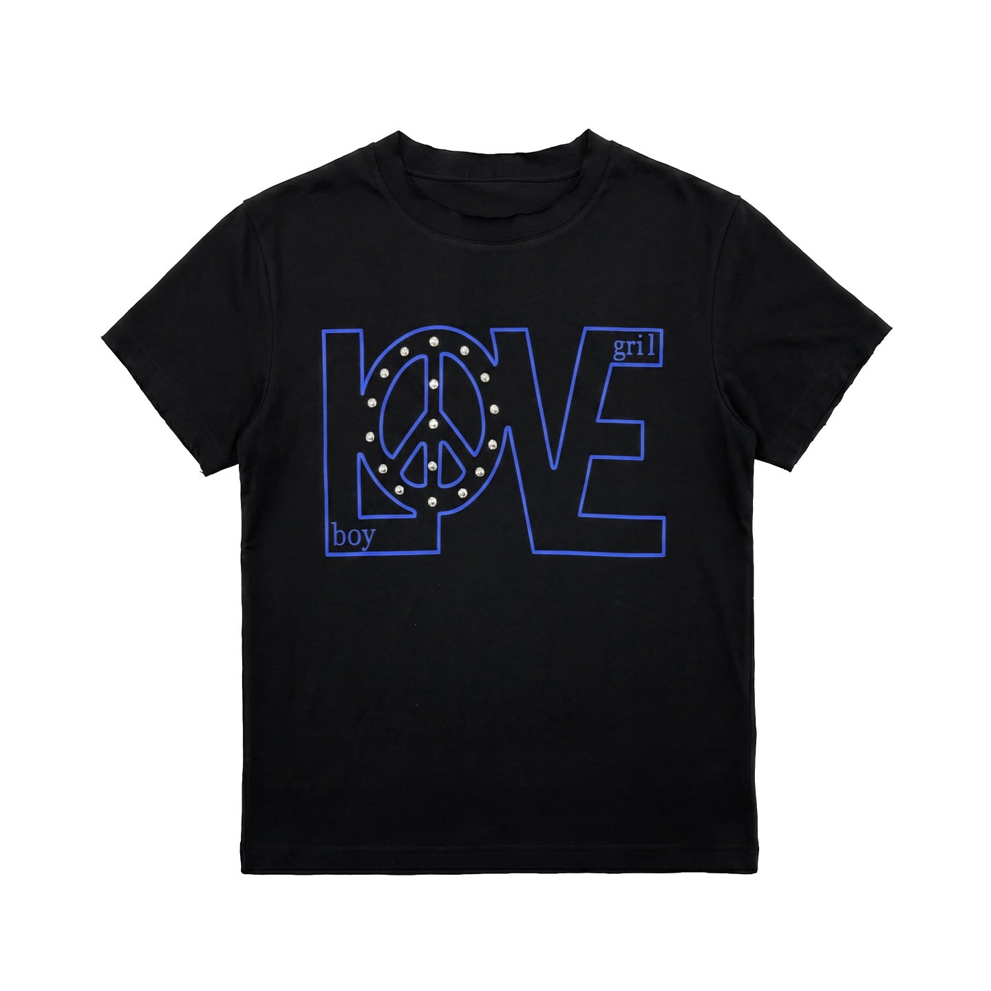 NumbAsia_Love_Anti_War_Rhinestone_Women's_Streetwear_Short_Sleeve_T-shirts_1049777941532_MISSTT