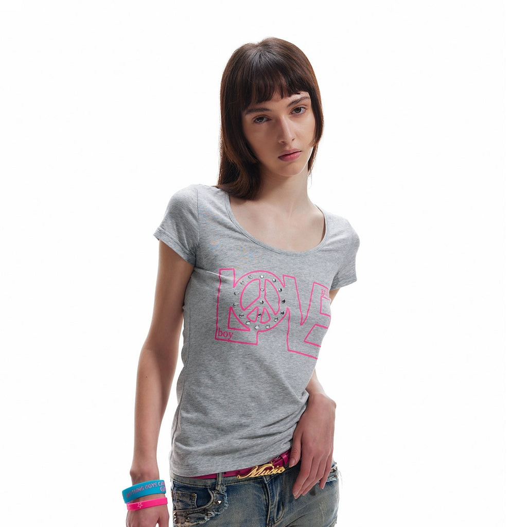 NumbAsia_Love_Anti_War_Rhinestone_Women's_Streetwear_Short_Sleeve_T-shirts_1049777941532_MISSTT