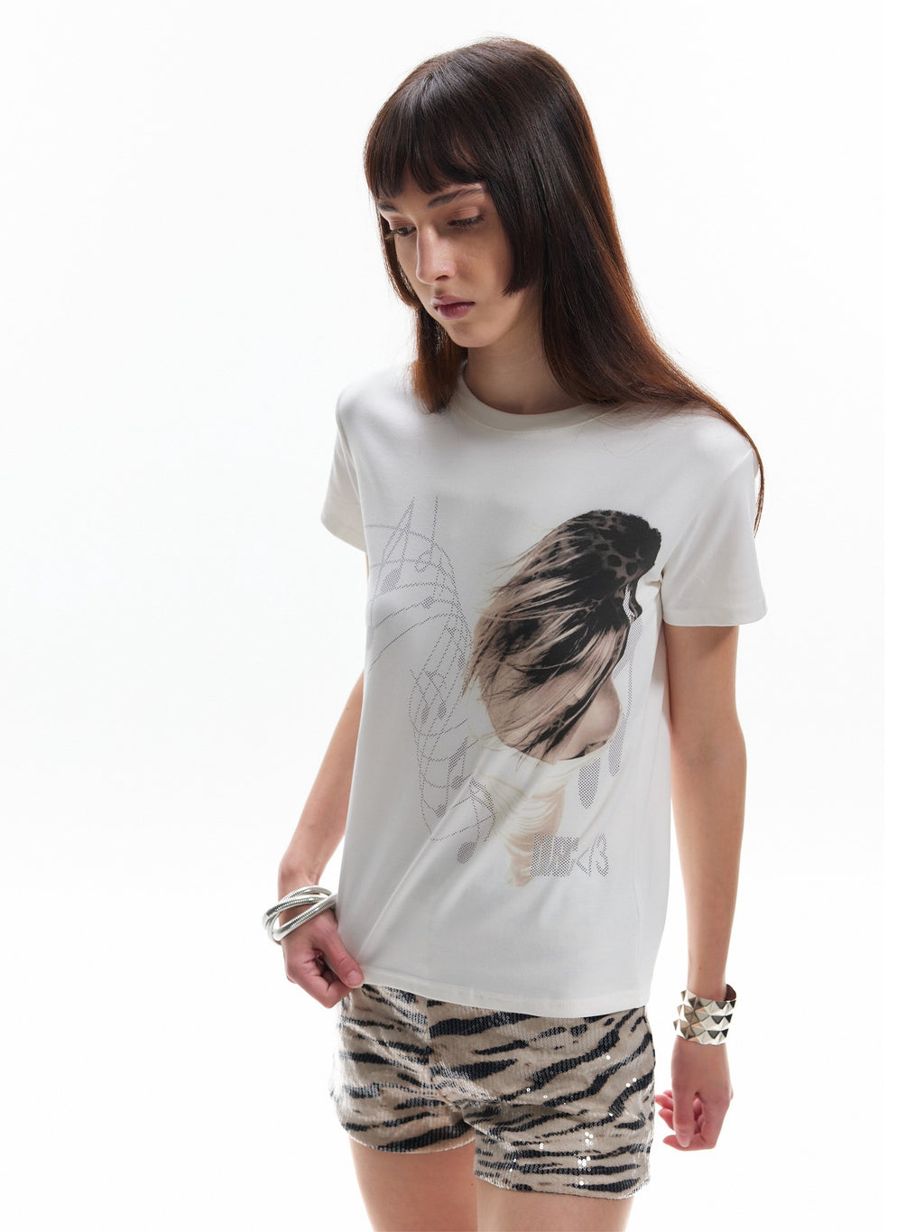 NumbAsia Music Note Portrait Digital Print Streetwear Women's Short Sleeve T-shirts