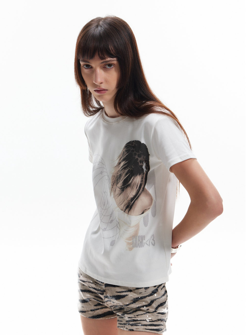 NumbAsia Music Note Portrait Digital Print Streetwear Women's Short Sleeve T-shirts
