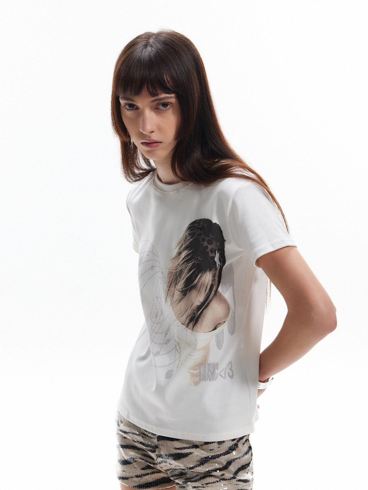 NumbAsia Music Note Portrait Digital Print Streetwear Women's Short Sleeve T-shirts