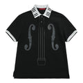 NumbAsia_Piano_Collar_Music_Note_Glitter_Print_Women's_Black_White_Short_Sleeve_T-shirts_1022240913129_MISSTT