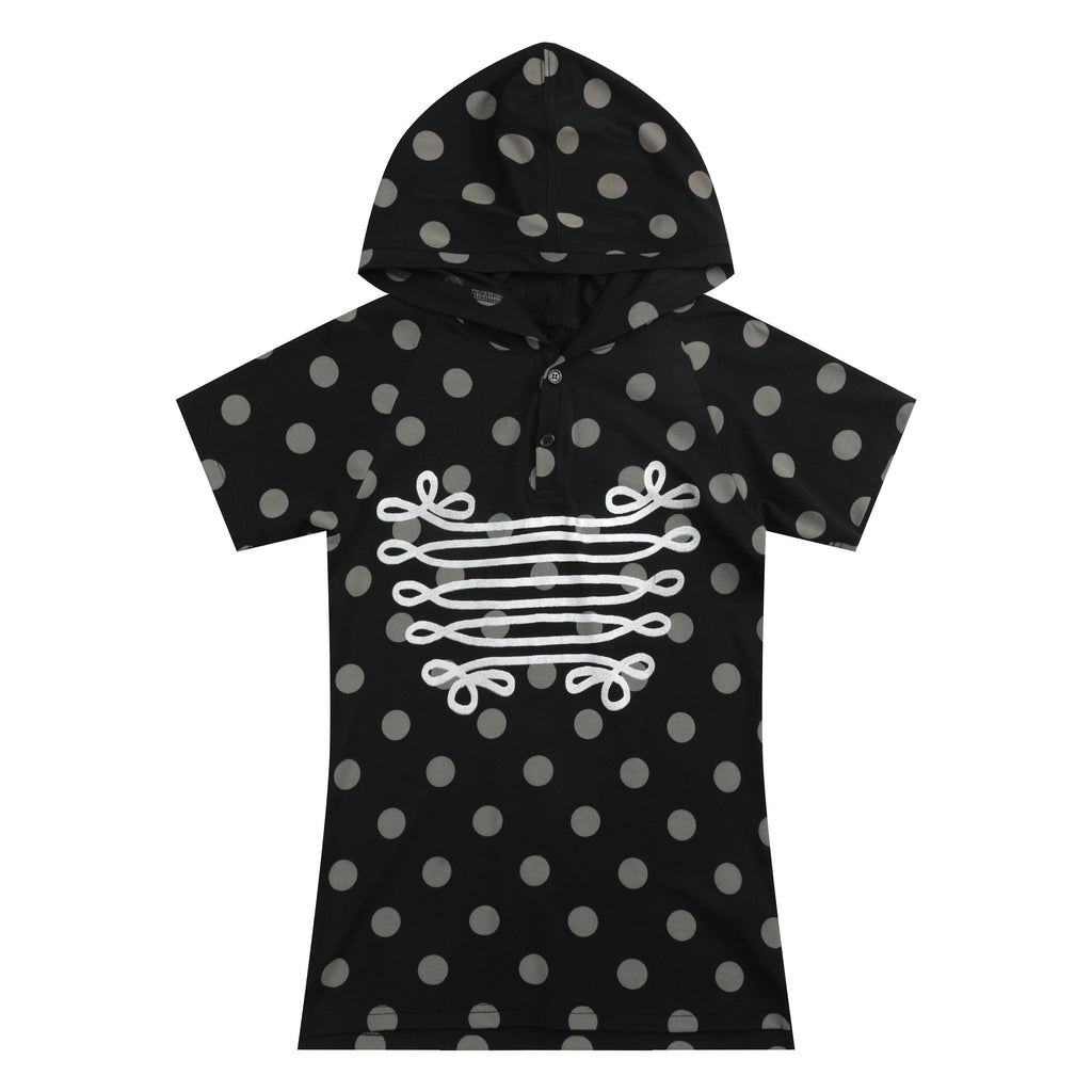 NumbAsia_Polka_Dot_Silver_Foil_Print_Hooded_Raglan_Women's_Modal_Short_Sleeve_T-shirts_1020714247866_MISSTT