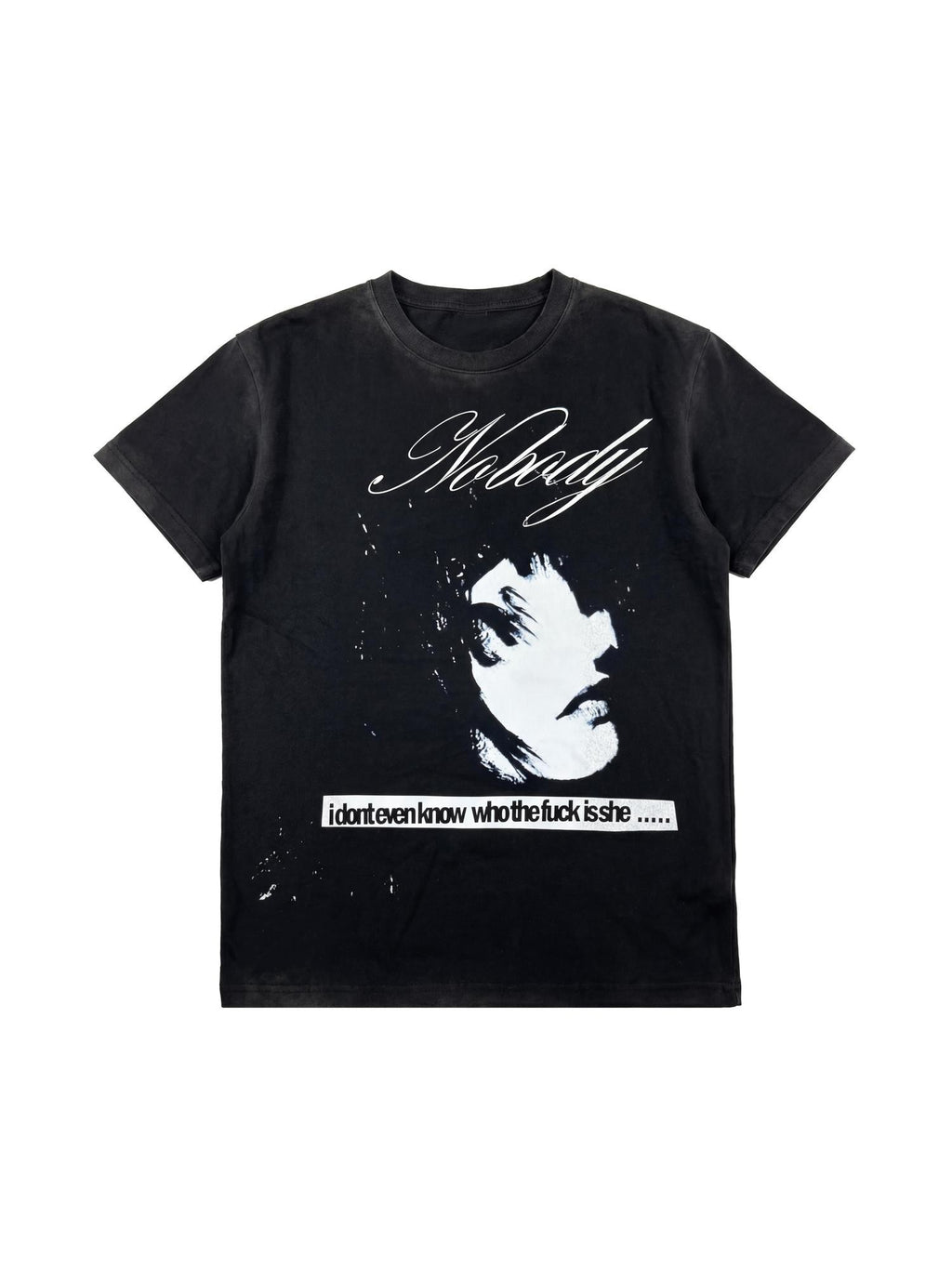 NumbAsia Portrait Slogan Washed Distressed Oversized Street Women's Short Sleeve T-shirts