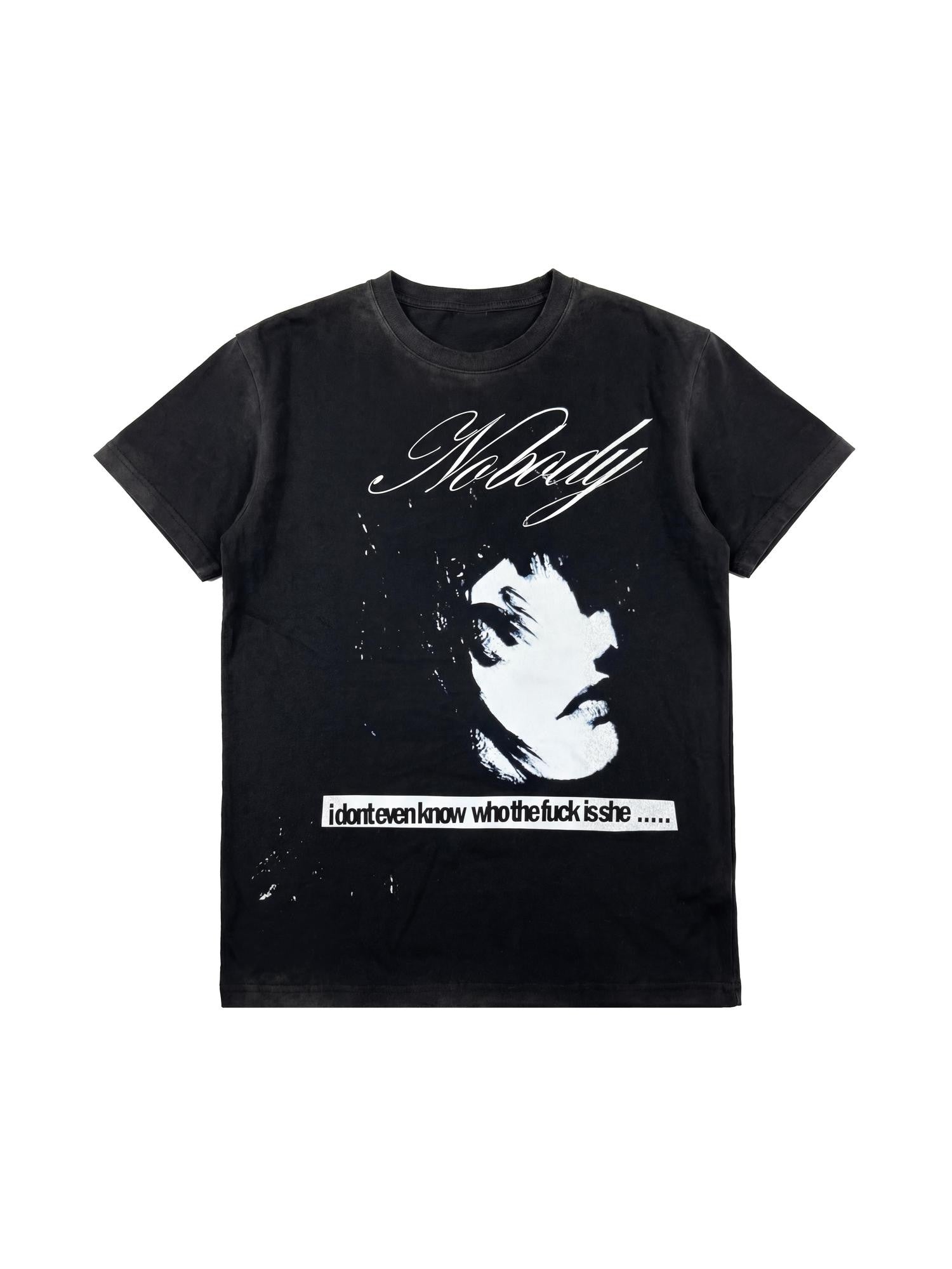 NumbAsia Portrait Slogan Washed Distressed Oversized Street Women's Short Sleeve T-shirts