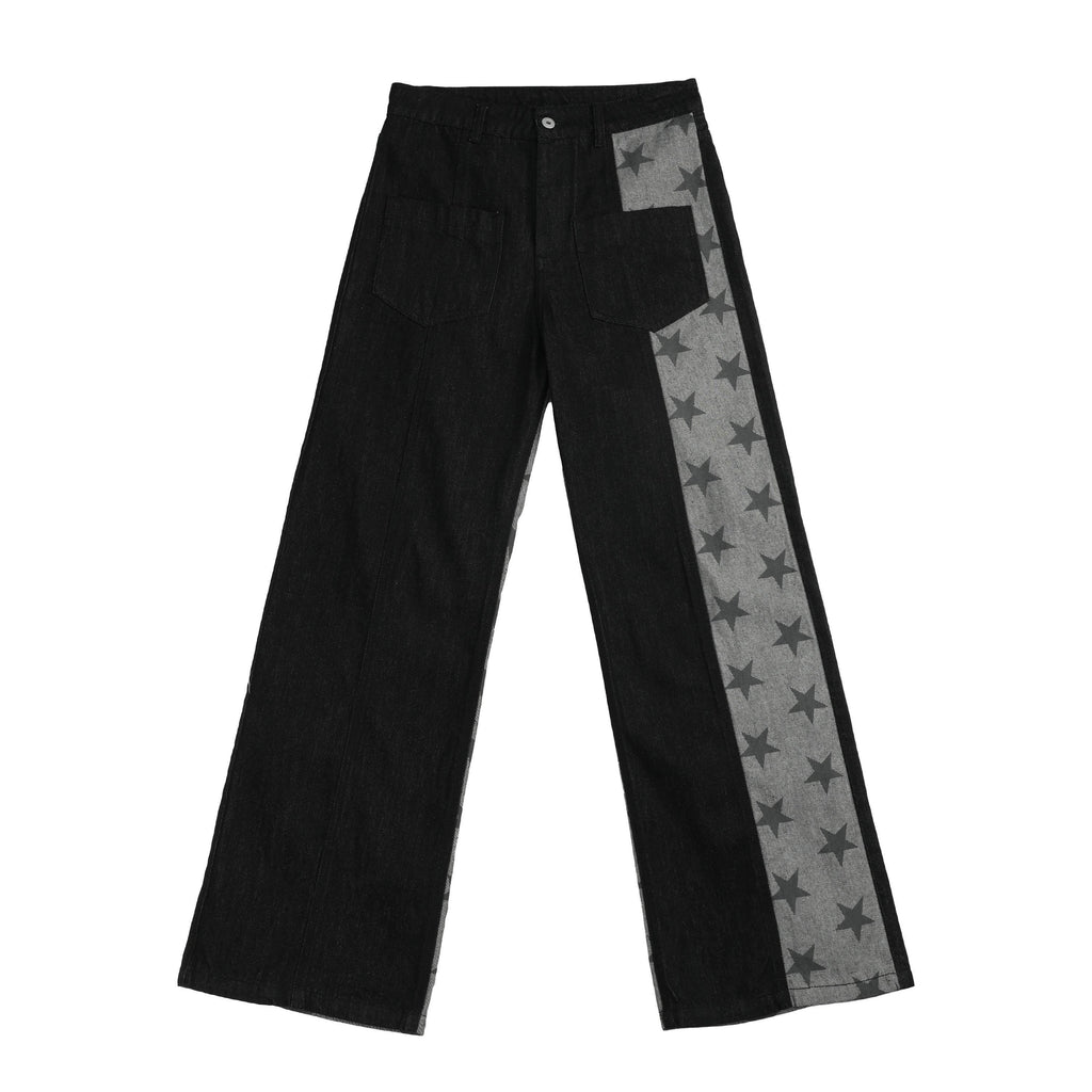 NumbAsia_Raw_Black_Patchwork_Star_Screenprint_Women's_Cotton_Denim_Straight-leg_Jeans_1023032380563_MISSTT