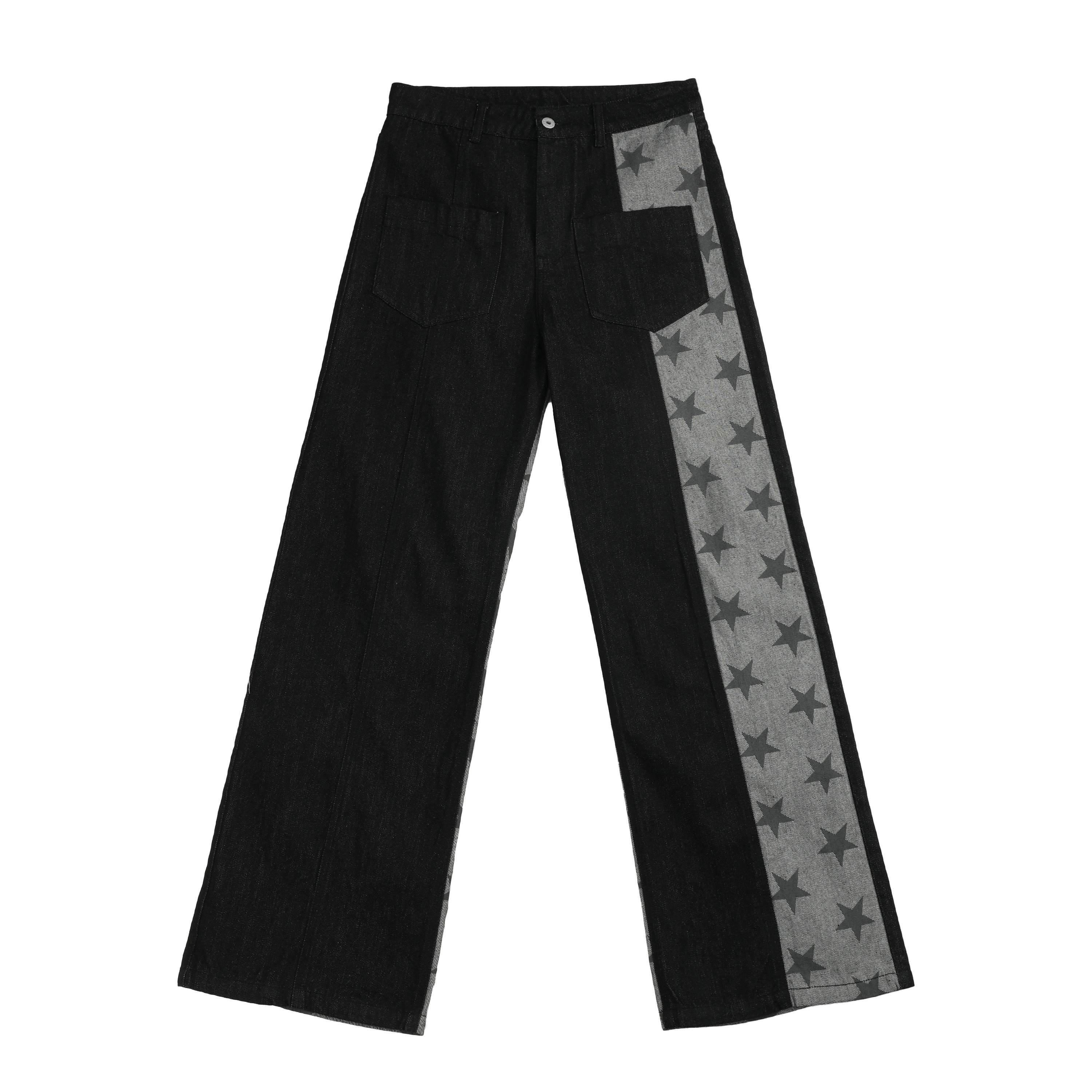 NumbAsia_Raw_Black_Patchwork_Star_Screenprint_Women's_Cotton_Denim_Straight-leg_Jeans_1023032380563_MISSTT