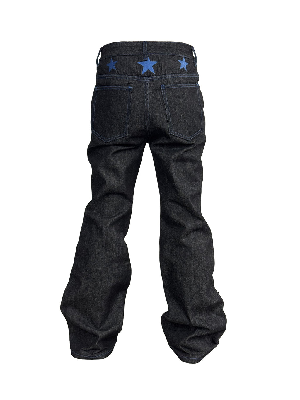 NumbAsia Raw Indigo Script Embroidery Women's Denim Straight-leg Jeans