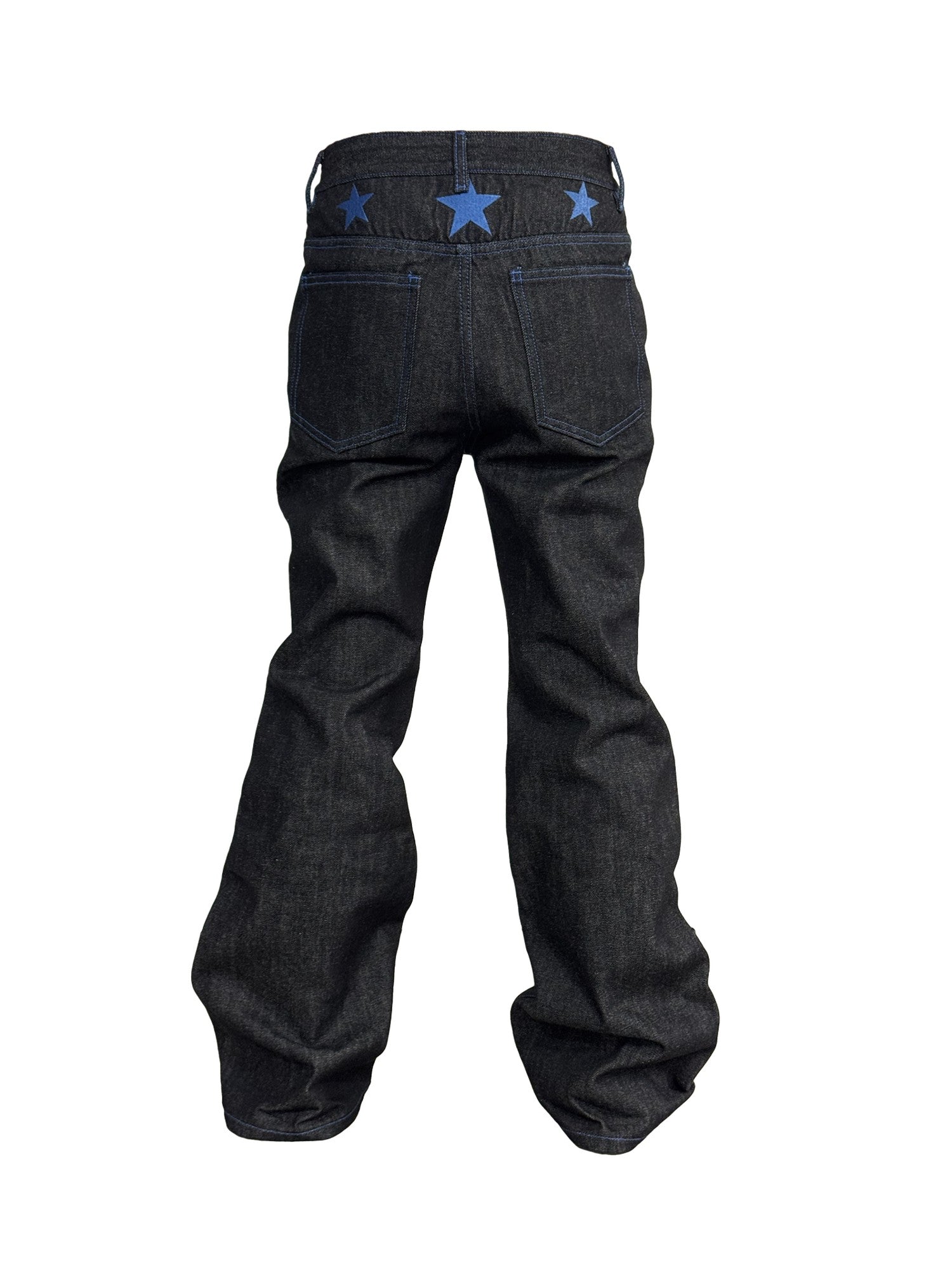 NumbAsia Raw Indigo Script Embroidery Women's Denim Straight-leg Jeans
