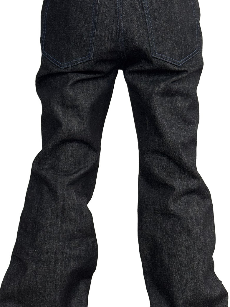 NumbAsia Raw Indigo Script Embroidery Women's Denim Straight-leg Jeans