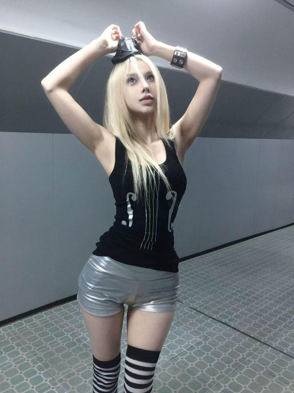 NumbAsia Silver Violin Print Slim Breathable High Stretch Women's Cotton Tank Tops