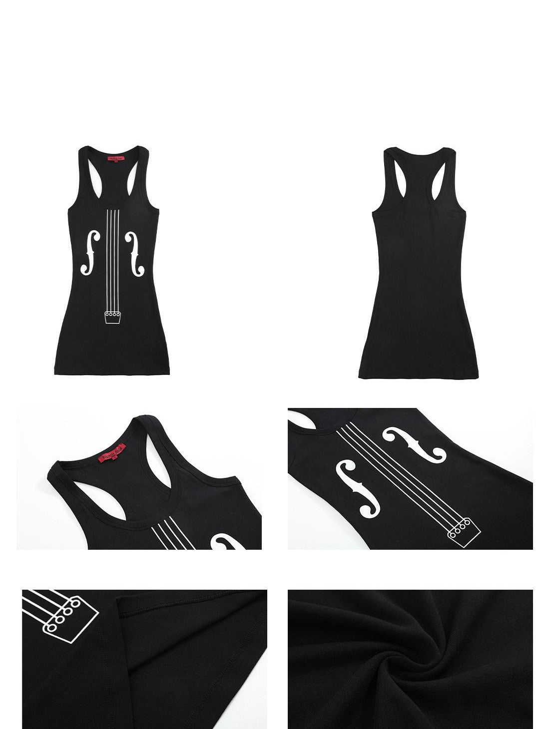NumbAsia Silver Violin Print Slim Breathable High Stretch Women's Cotton Tank Tops