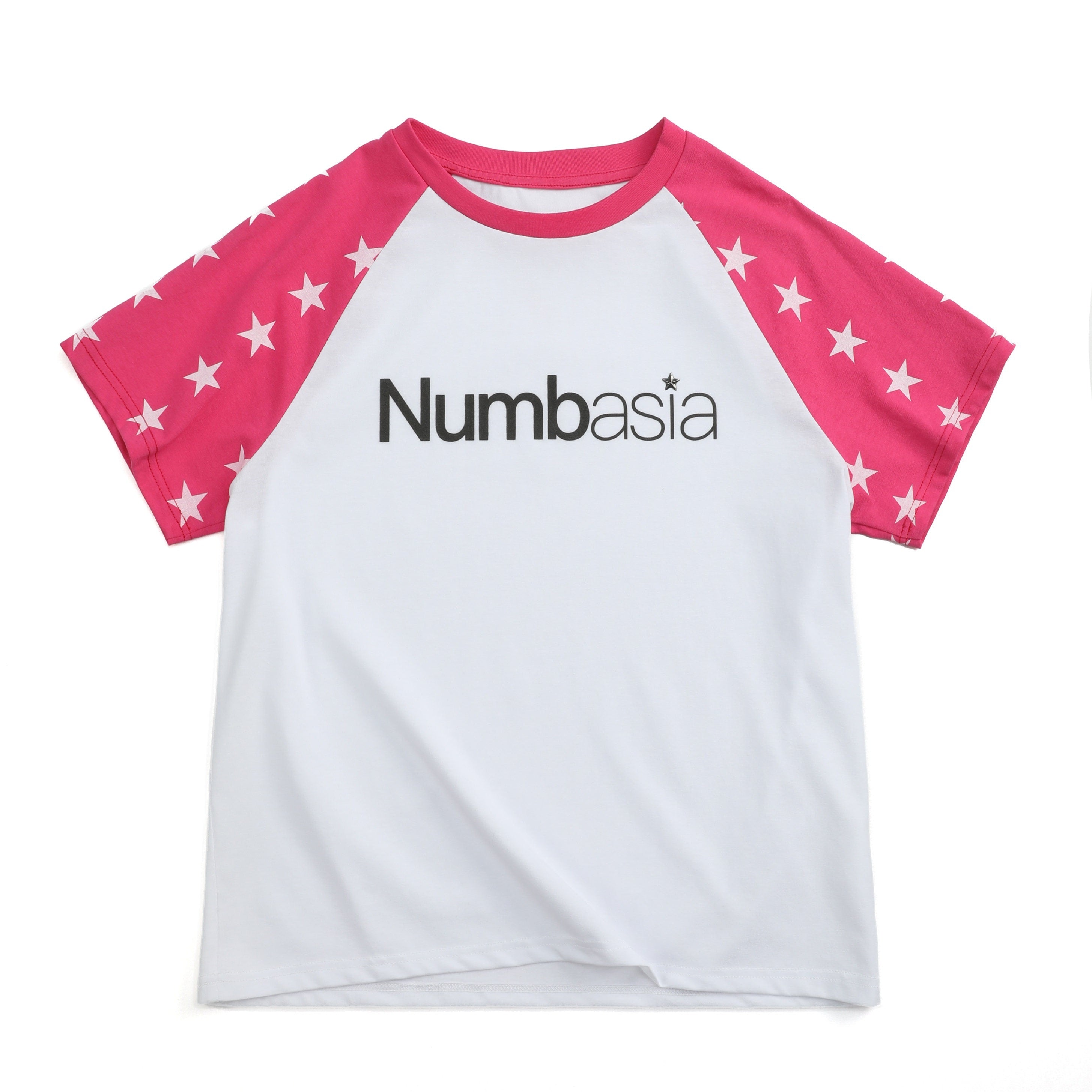 NumbAsia_Star_Rhinestone_Logo_Print_Raglan_Women's_Cotton_Blend_Short_Sleeve_T-shirts_1027875235470_MISSTT
