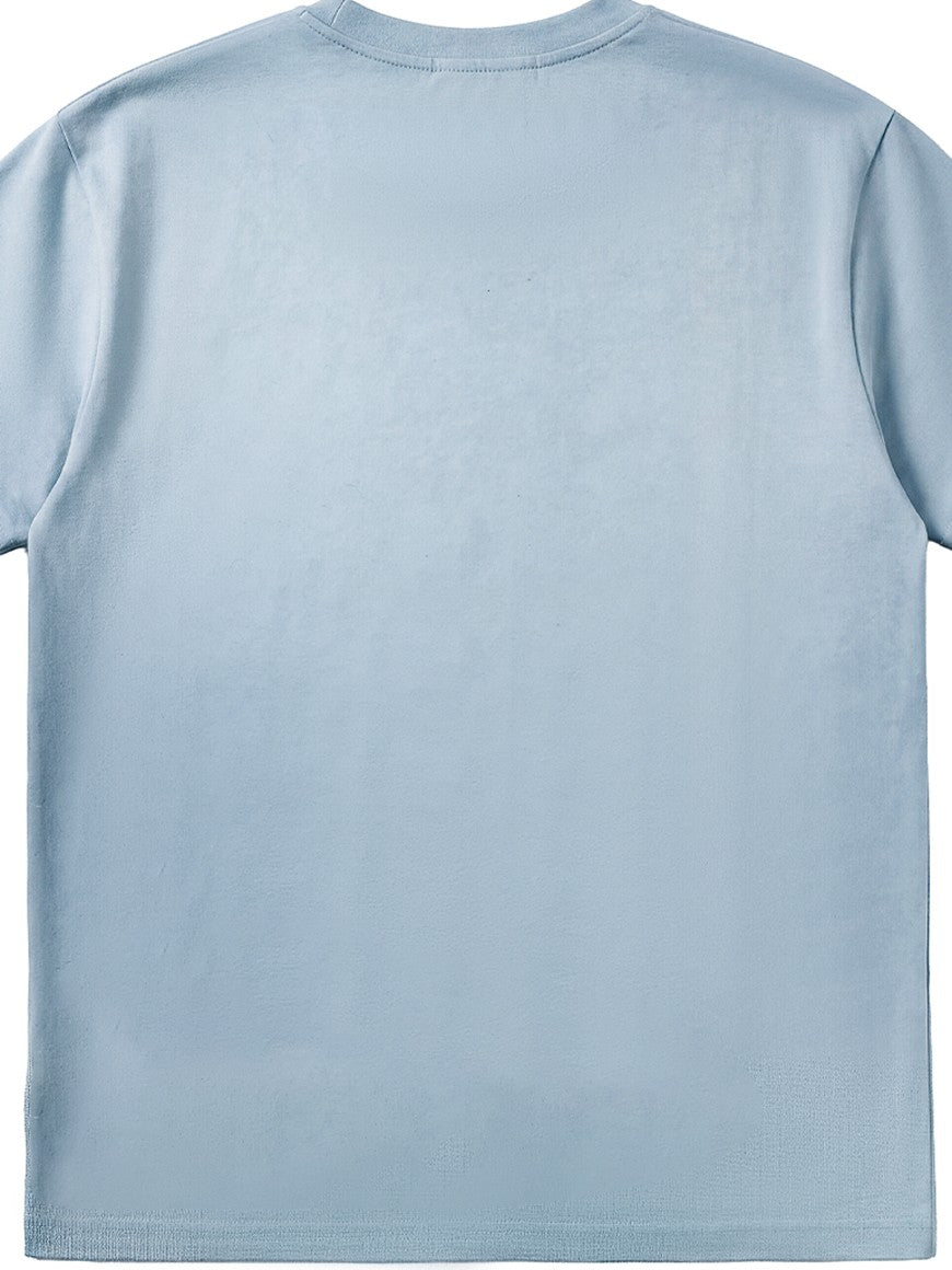 NumbAsia Star Slogan Print Washed Light Blue Women's Cotton Short Sleeve T-shirts