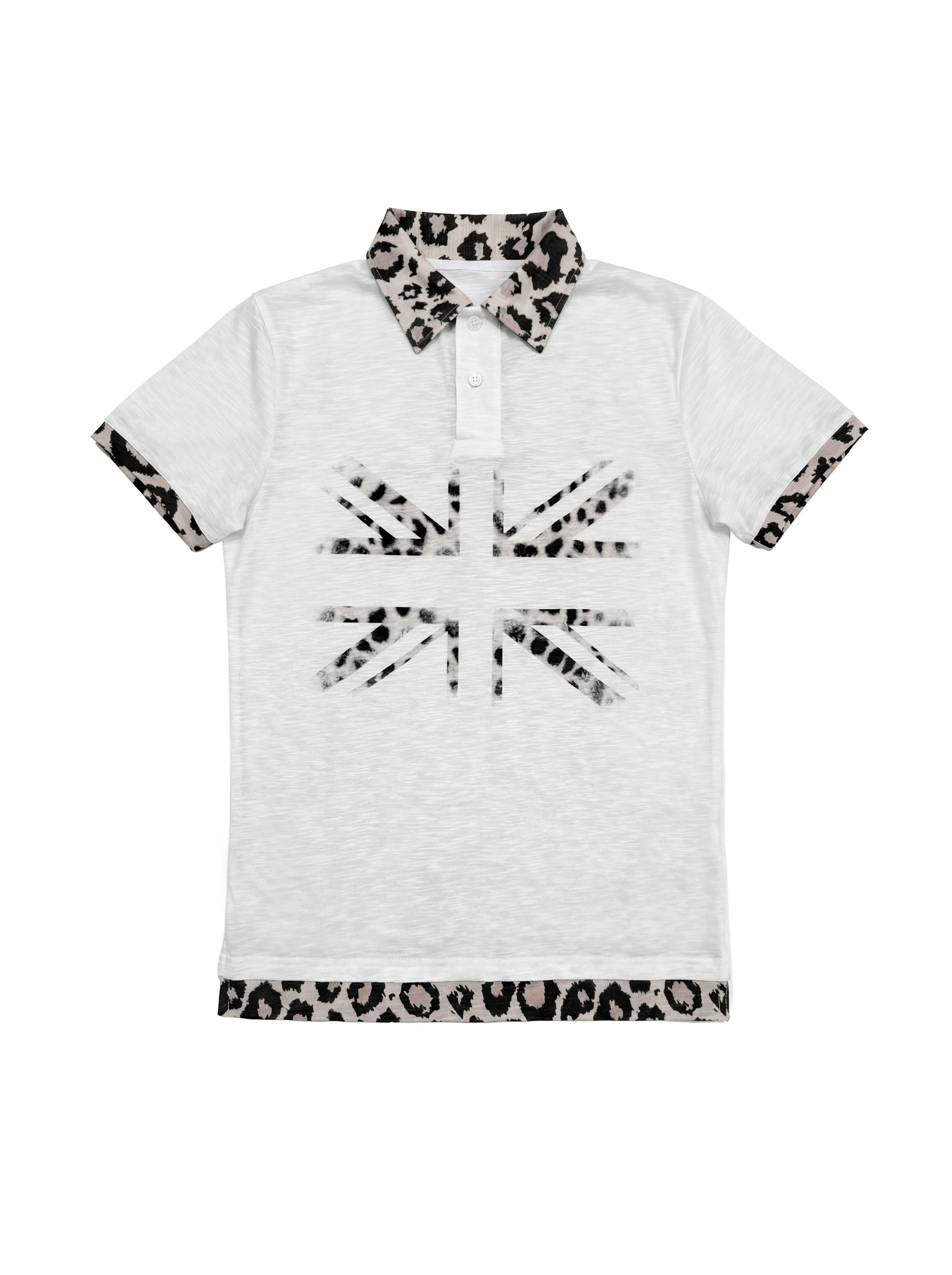 NumbAsia_Union_Jack_Leopard_Faux_Two_Piece_Polo_Women's_Cotton_Short_Sleeve_T-shirts_1037239391410_MISSTT