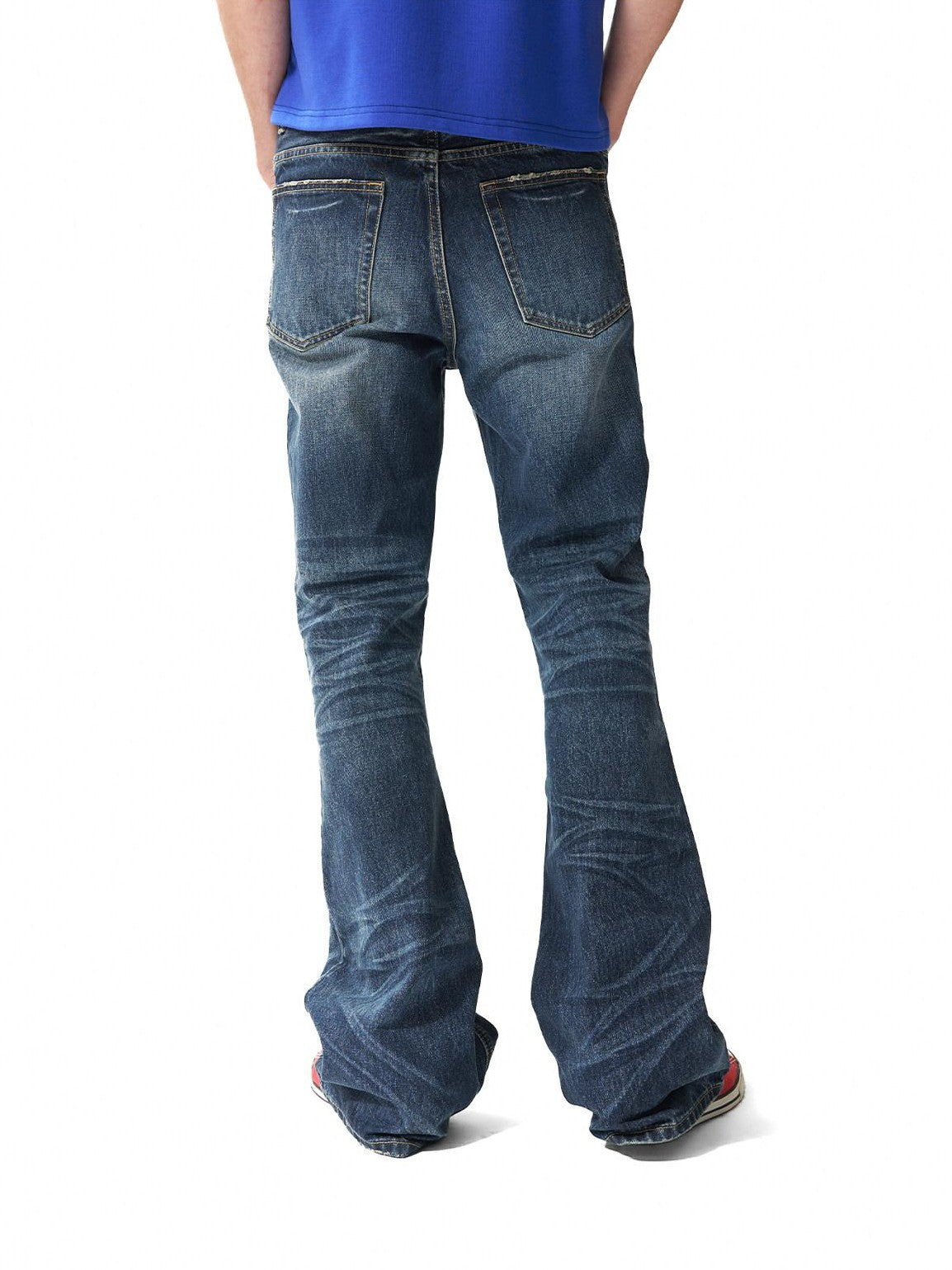 NumbAsia Vintage Washed Studded Claw Distressed Whisker Women's Cotton Bootcut Jeans