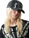 NumbAsia Violin Note Embroidery Washed Distressed Cropped Brim Women's Linen Hats
