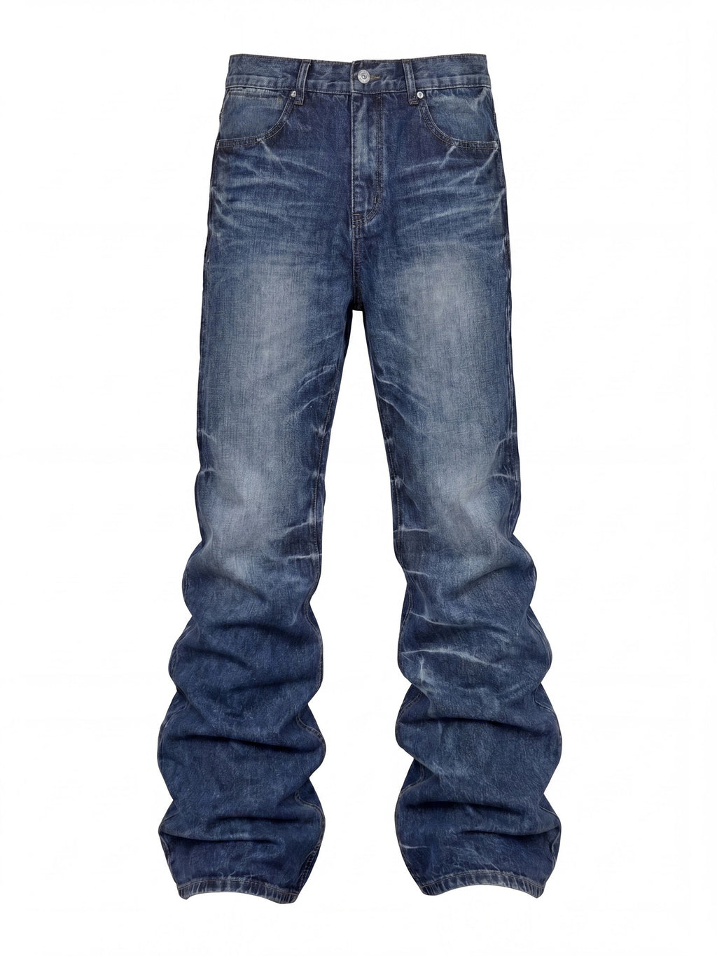 NumbAsia Washed Distressed Pressed Pleat Micro Flare Street Women's Straight-leg Jeans