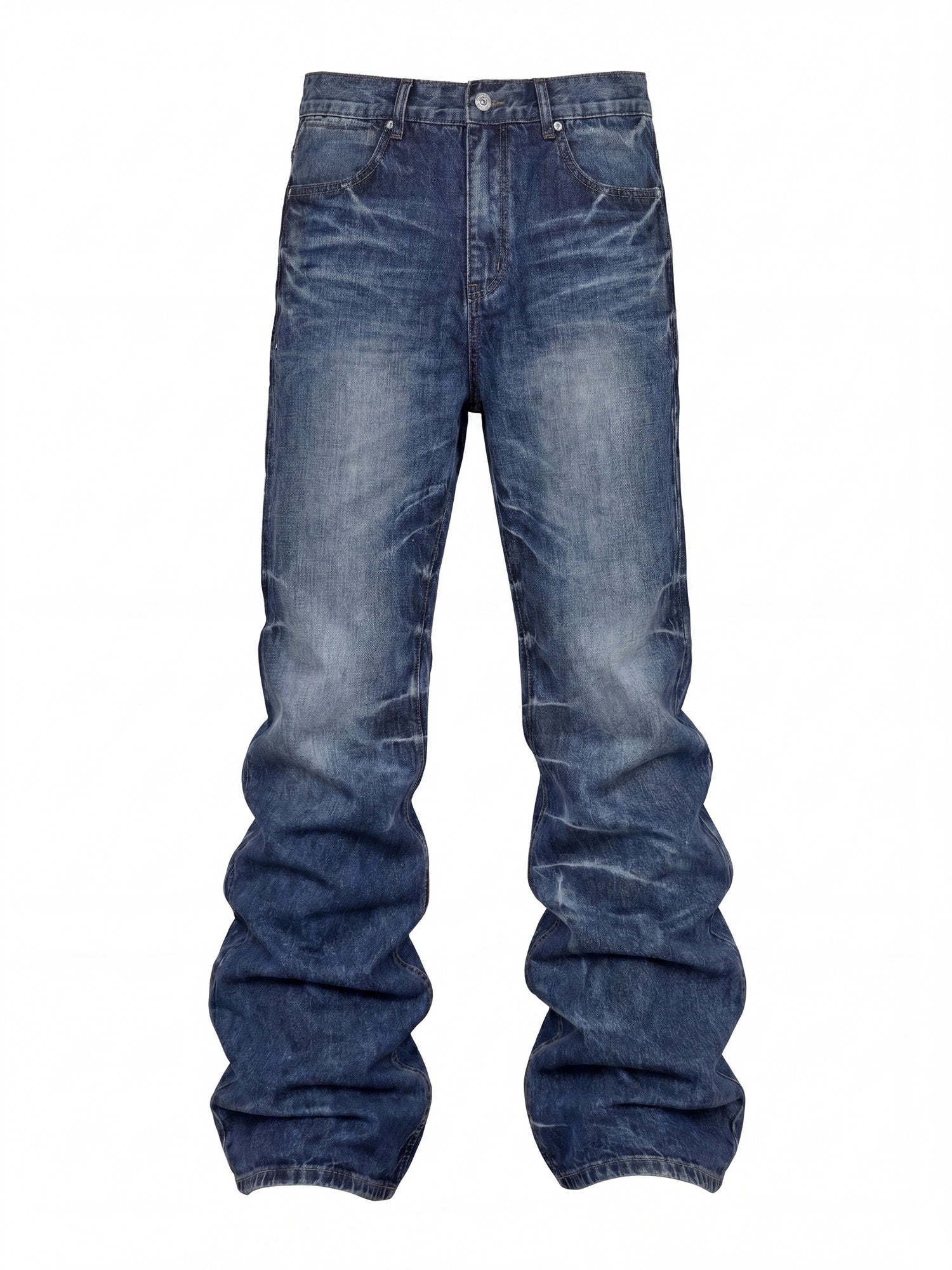 NumbAsia Washed Distressed Pressed Pleat Micro Flare Street Women's Straight-leg Jeans
