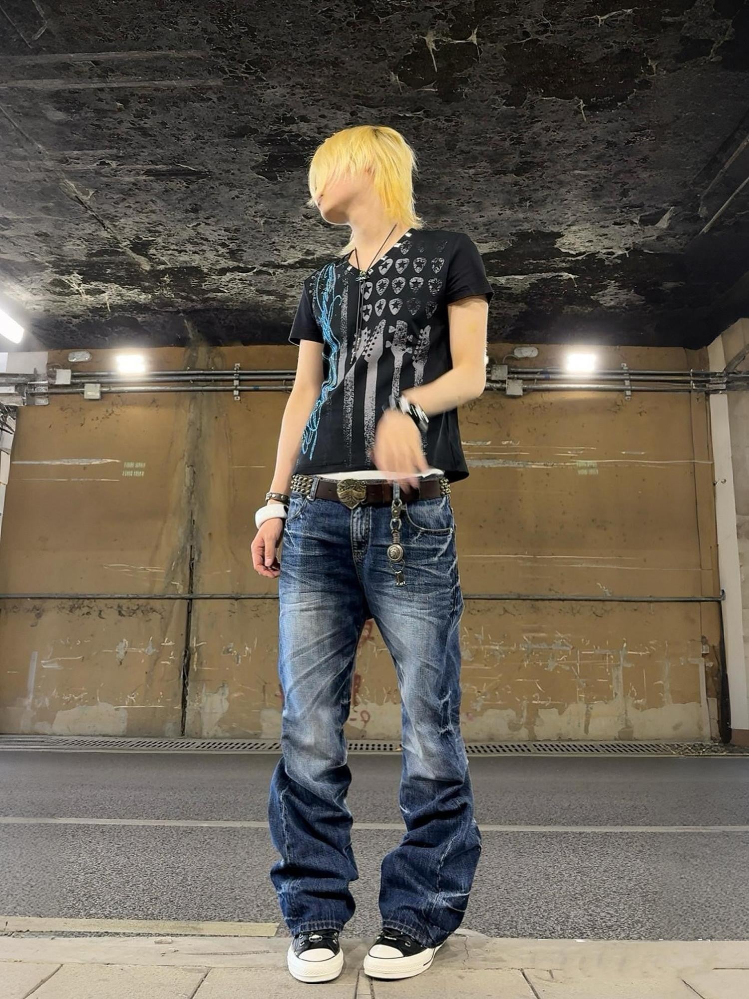 NumbAsia Washed Distressed Pressed Pleat Micro Flare Street Women's Straight-leg Jeans