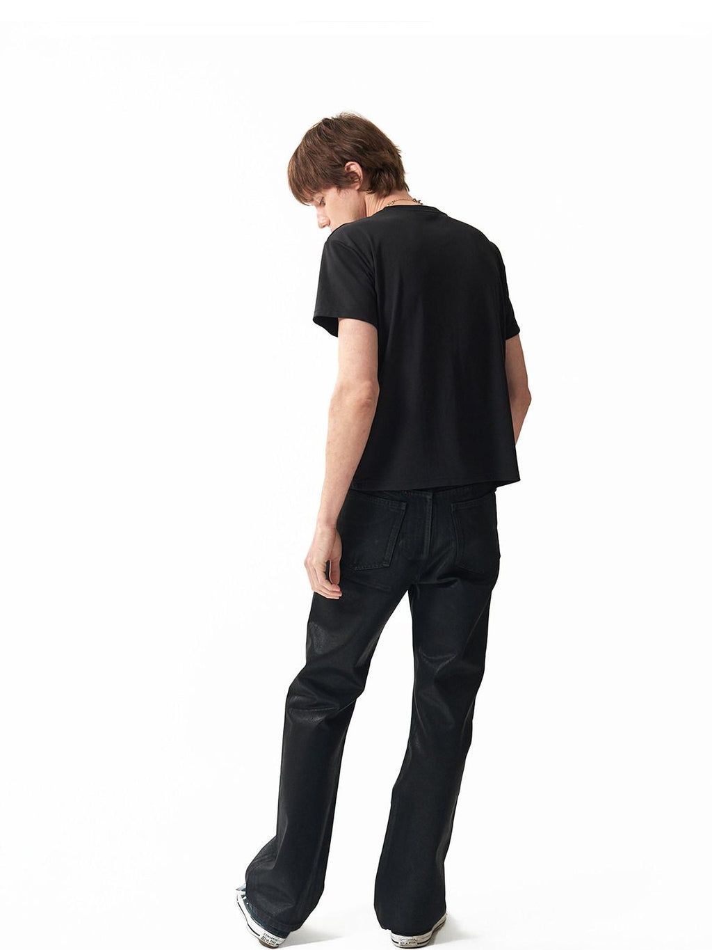 NumbAsia Waxed Coated Metal Hardware Zipper Slim Women's Cotton Denim Straight-leg Jeans