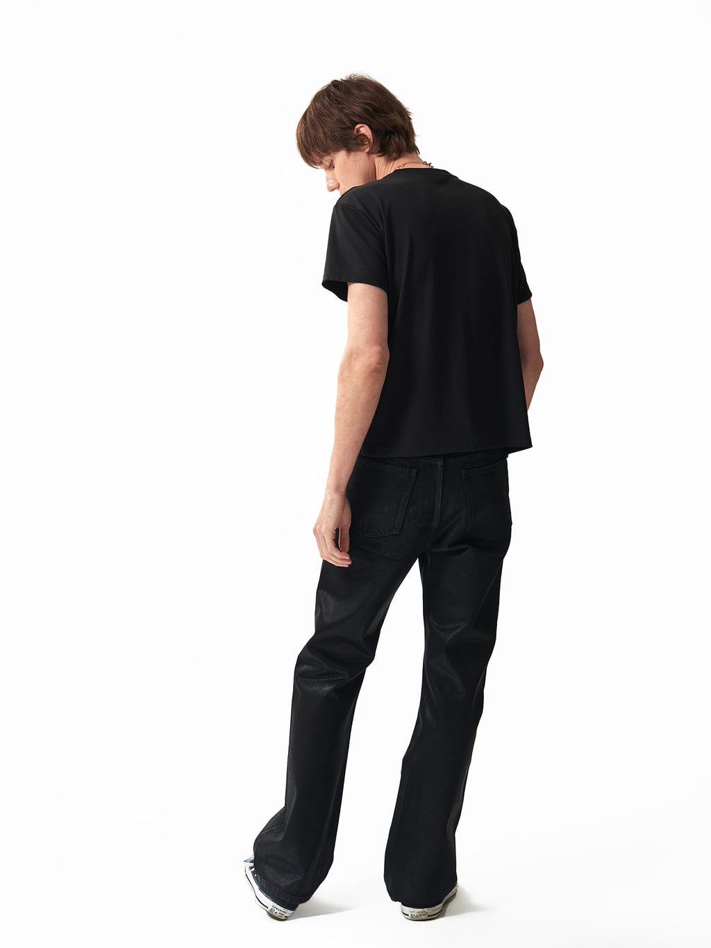 NumbAsia Waxed Coated Metal Hardware Zipper Slim Women's Cotton Denim Straight-leg Jeans