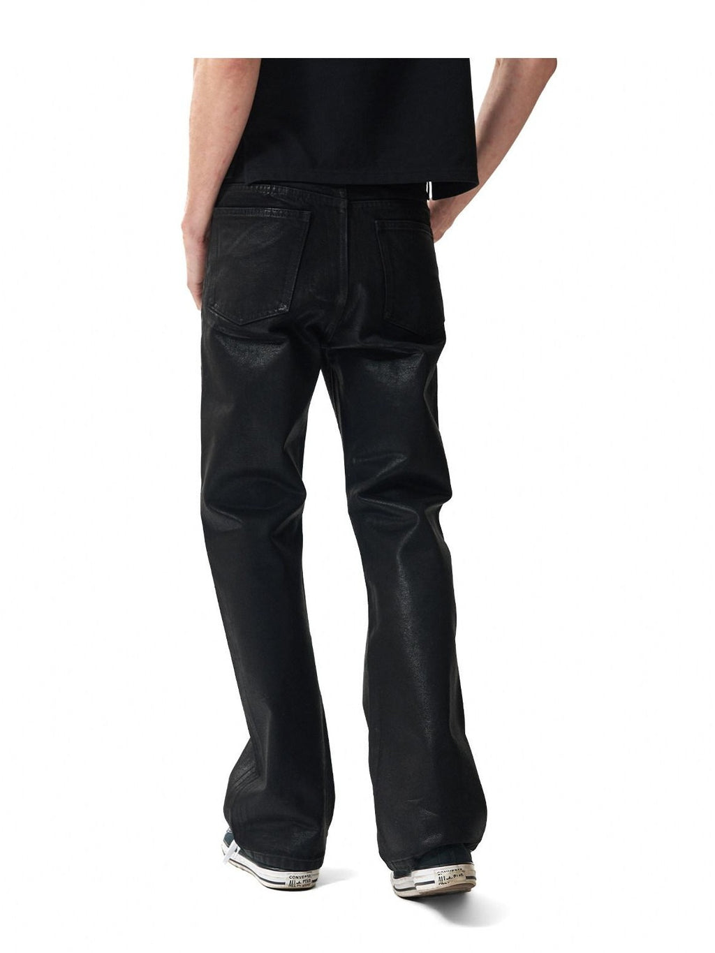 NumbAsia Waxed Coated Metal Hardware Zipper Slim Women's Cotton Denim Straight-leg Jeans