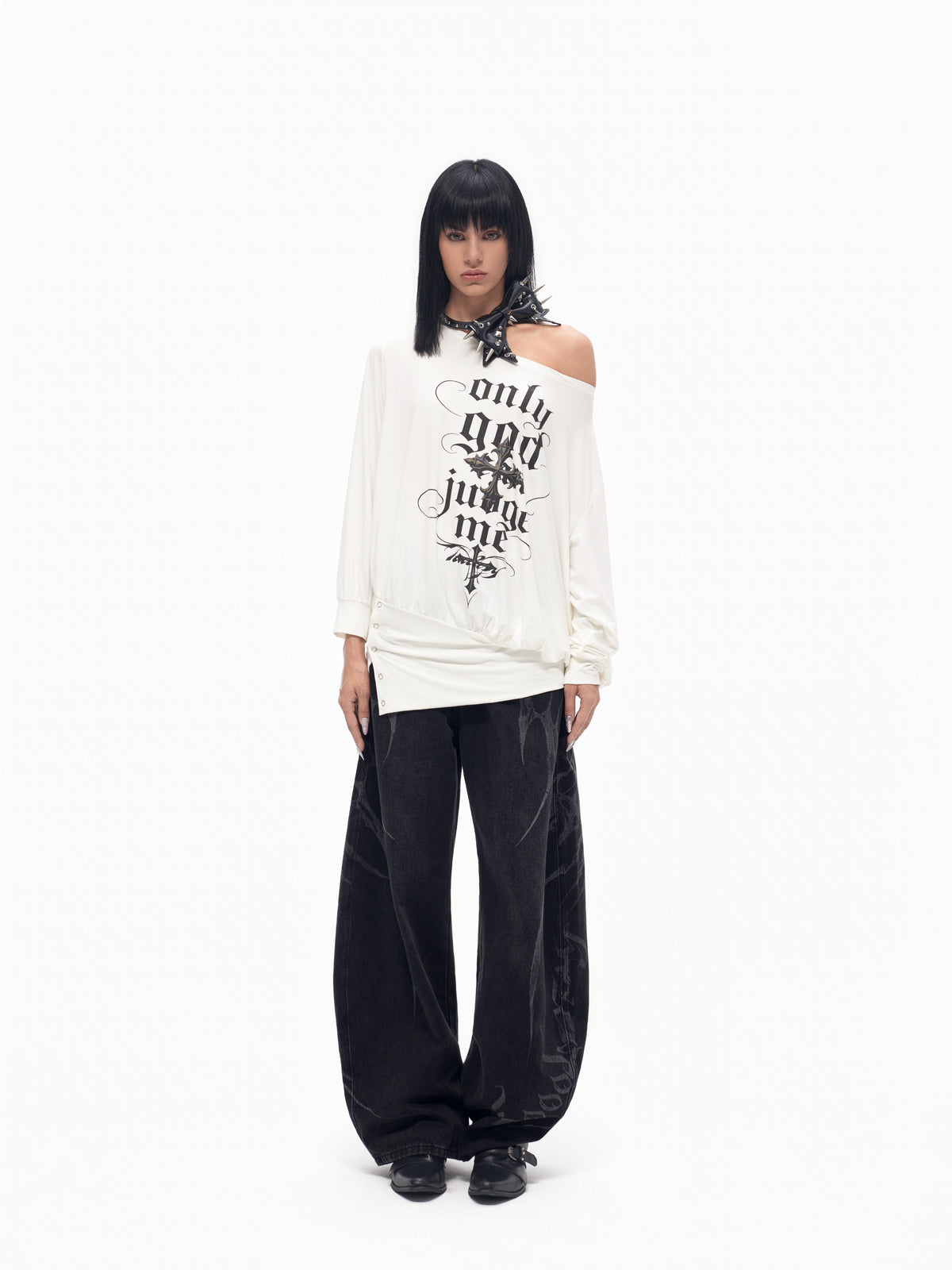 TOOOLAZY_Off_Shoulder_Cross_Letter_Print_Women's_Polyester_Blend_Long_Sleeve_T-shirts_1070289062811_MISSTT