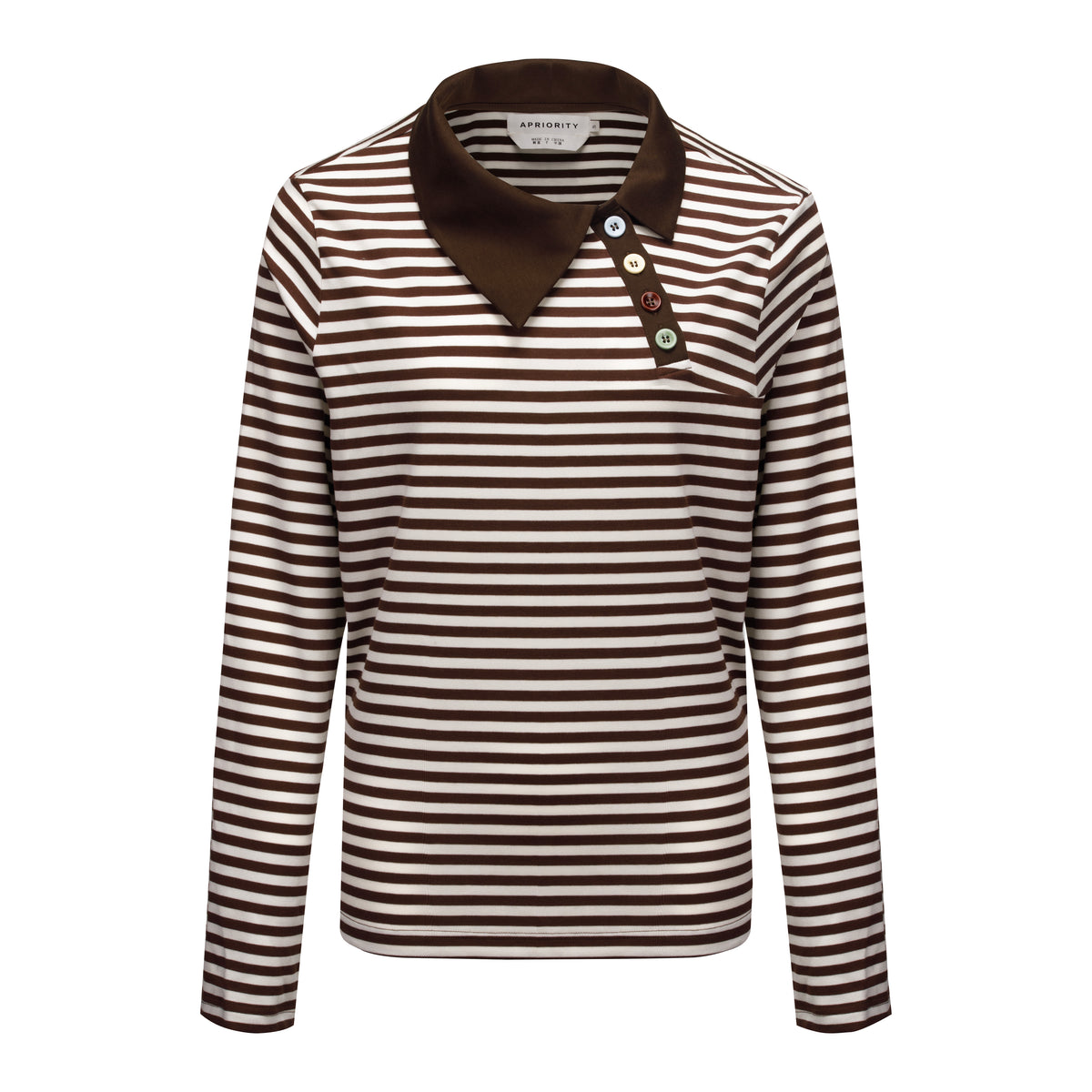 APRIORITY_Irregular_Button_V-neck_Striped_Lyocell_Women's_Casual_Shirts_958252863830_MISSTT