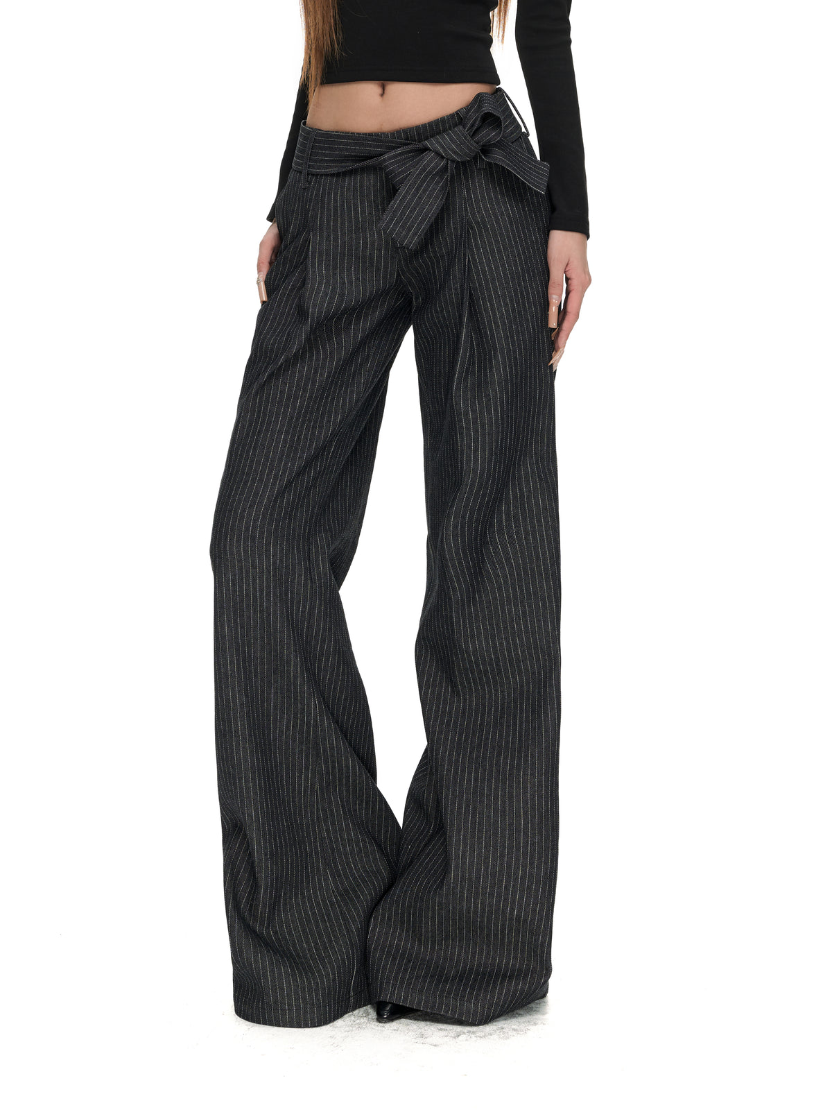 Fanptntox_Striped_Tie_Waist_High_Waist_Flared_Women's_Cotton_Tailored_Pants_1083104646798_MISSTT