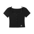 SereneEase_Black_Lace_Splice_U_Neck_Faux_Two_Piece_Women's_Viscose_Blend_Crop_Tops_779871500112_MISSTT