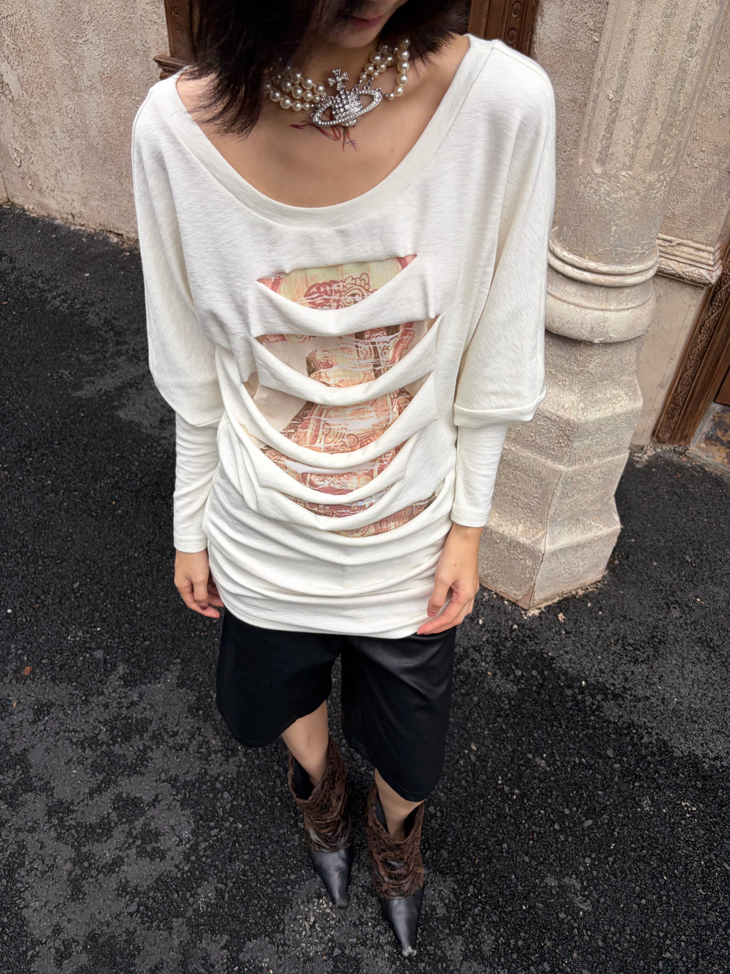 ANTIMOON_Distressed_Print_Hollow_Out_Patchwork_Women's_Cotton_Long_Sleeve_T-shirts_1075299063046_MISSTT