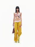 TOOOLAZY_Bright_Yellow_Cross_Waistband_Letter_Print_Women's_Cotton_Wide-leg_Pants_1069198067630_MISSTT