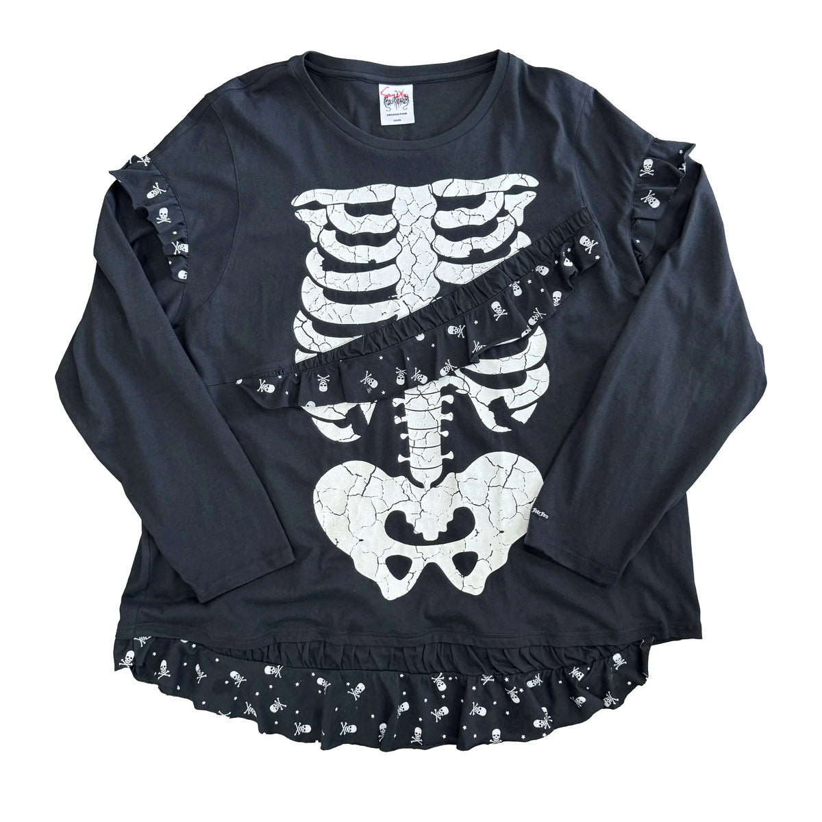 FOURFORTY_Skeleton_Floral_Lace_Trim_Women's_Cotton_Long_Sleeve_T-shirts_1030965443647_MISSTT