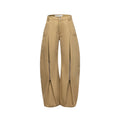 APRIORITY_Khaki_Pleated_Double_Zipper_Vintage_Structured_Women's_Cotton_Tapered_Pants_1003192626030_MISSTT