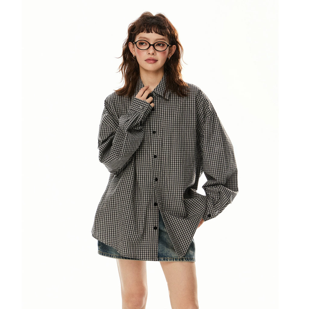 EZEK_Black_White_Check_Polo_Collar_Button_Relaxed_Women's_Cotton_Blend_Overshirts_870930664716_MISSTT
