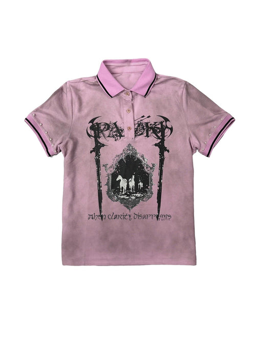 PAIKI 100% Cotton Gothic Embossed Unisex Horse Graphic Short Sleeve T-Shirts
