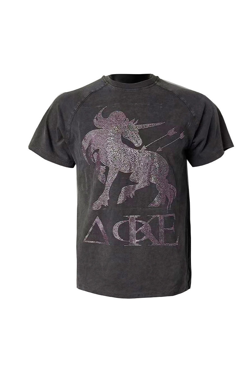 PAIKI_100%_Cotton_Sorona_Studded_Crewneck_Unisex_Pony_Print_Short_Sleeve_T-Shirts_MISSTT