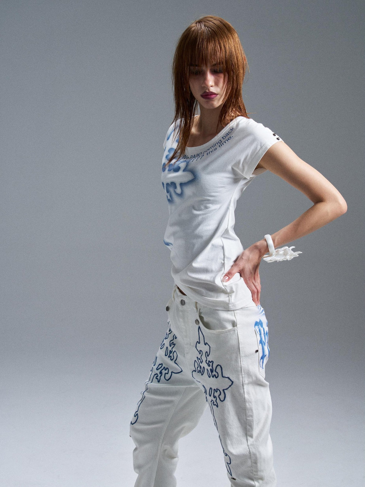 PAIKI Angel Cross Letter Print Slim Fit Women's Cotton Short Sleeve T-shirts
