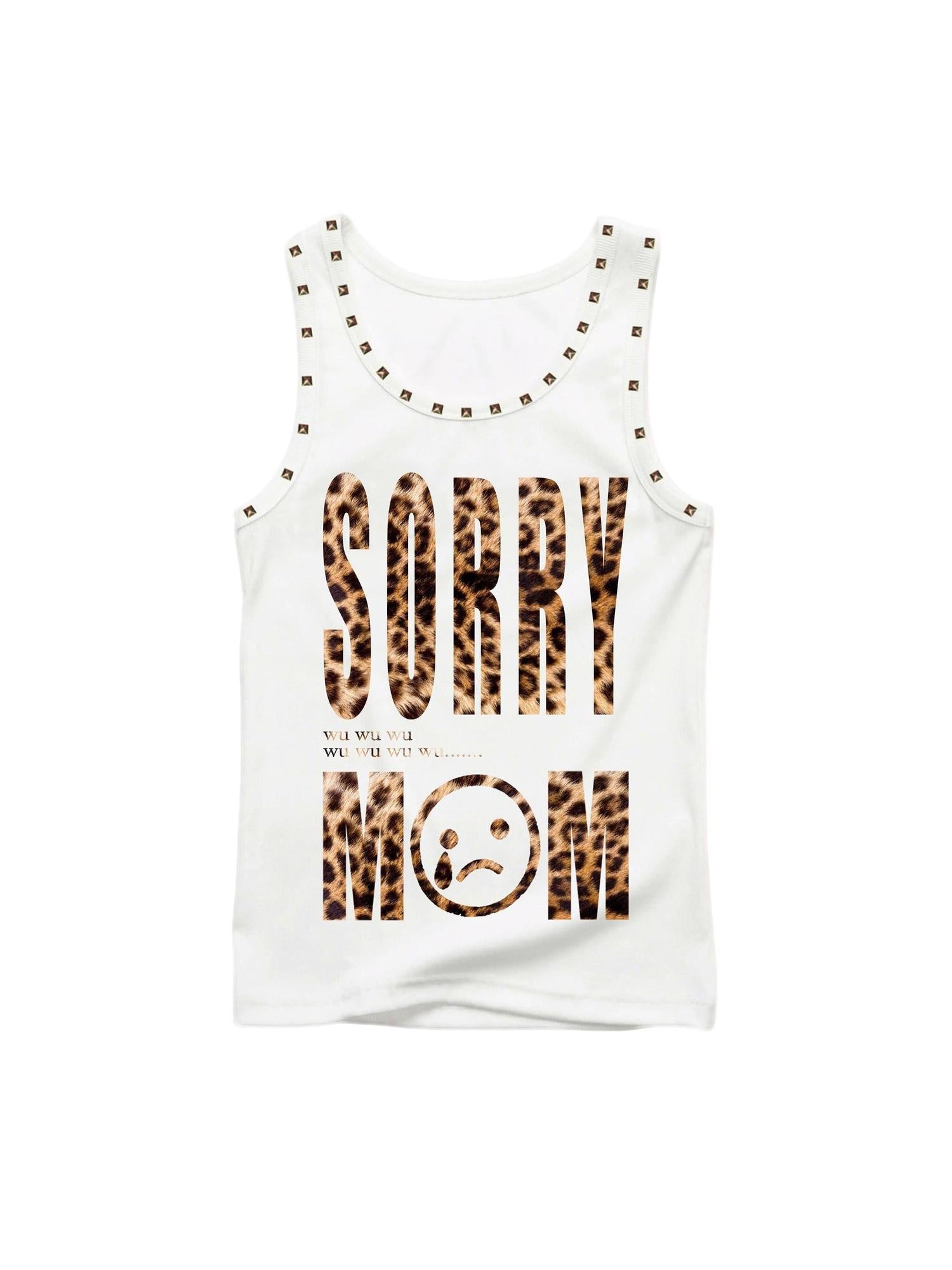 PAIKI Breathable 100 Percent Cotton Studded H Shaped Leopard Print Unisex Tank Tops