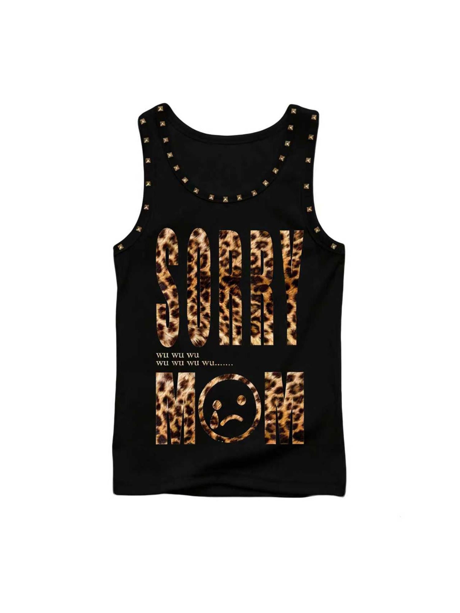 PAIKI Breathable 100 Percent Cotton Studded H Shaped Leopard Print Unisex Tank Tops