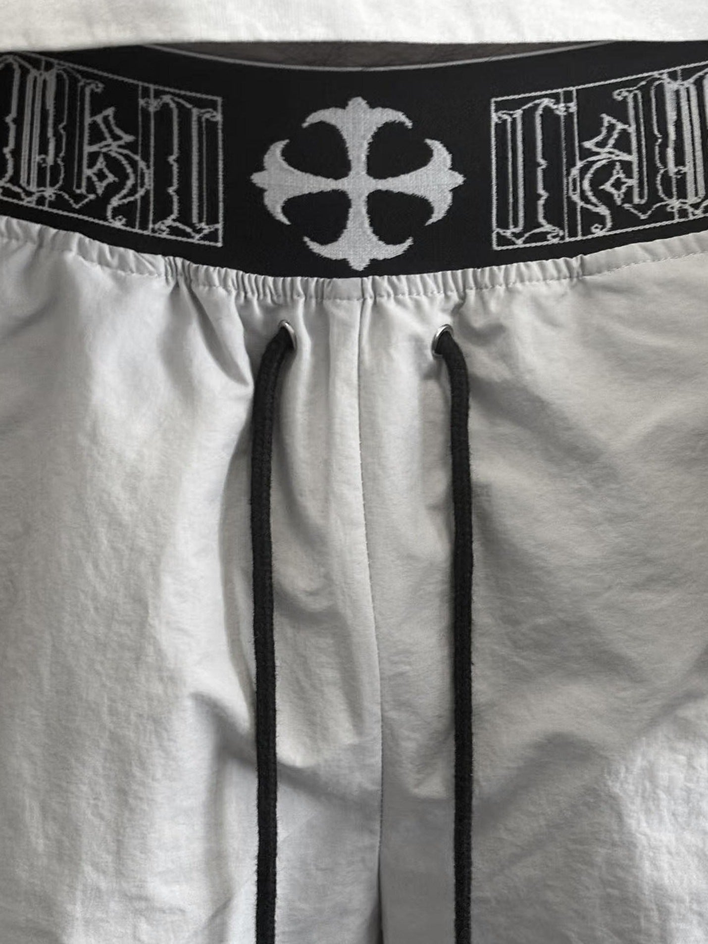PAIKI Breathable Velvet Embroidered Mid Rise Drawstring Casual Youth Wide-Leg Pants