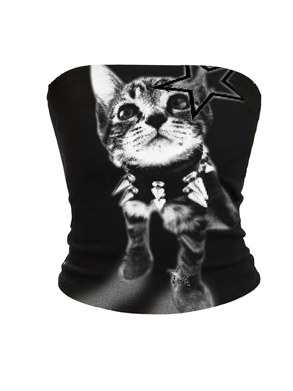 PAIKI_Cat_Print_Slim_Fit_Cropped_Cotton_Women's_Tube_Tops_923358357827_MISSTT