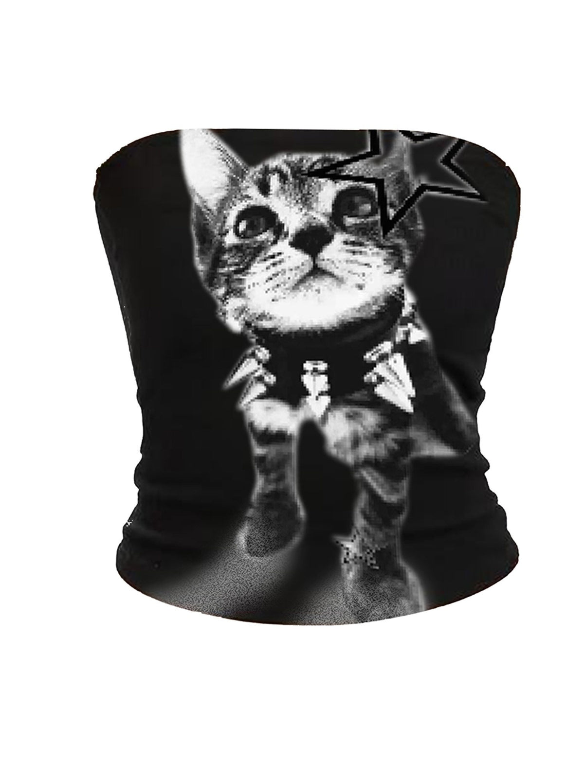 PAIKI_Cat_Print_Slim_Fit_Cropped_Cotton_Women's_Tube_Tops_923358357827_MISSTT
