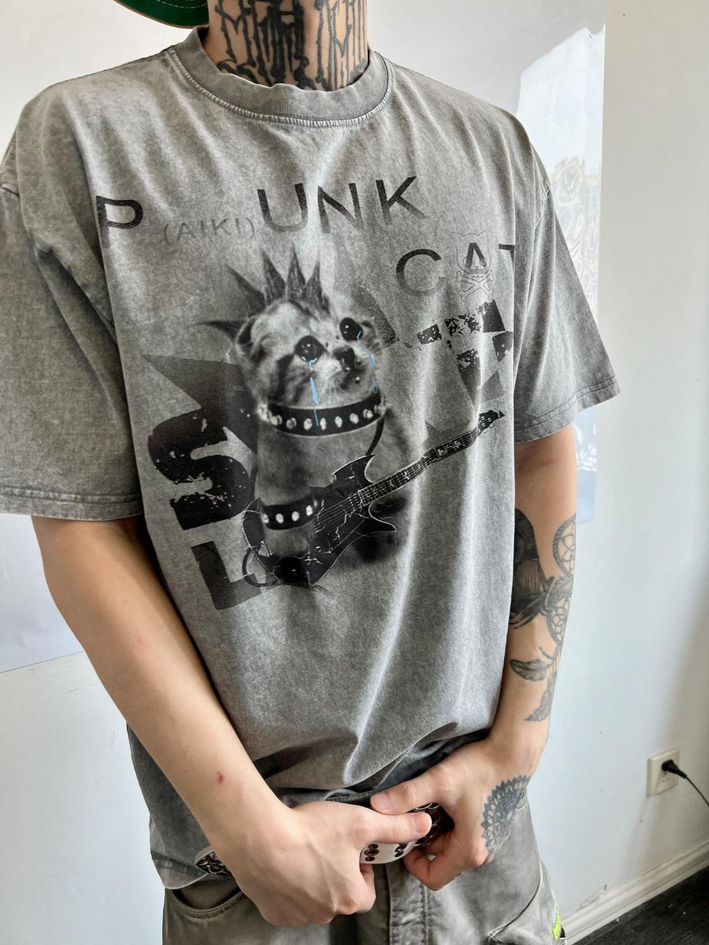 PAIKI Colorfast Cotton Loose Skull Print Unisex Casual Crew Neck Short Sleeve T-Shirts