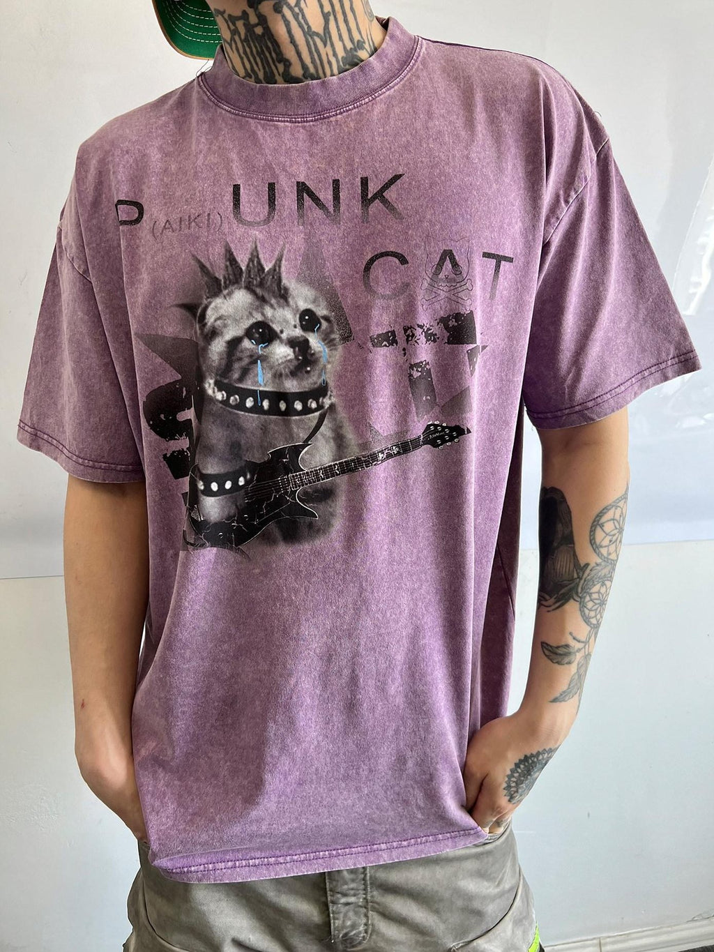 PAIKI Colorfast Cotton Loose Skull Print Unisex Casual Crew Neck Short Sleeve T-Shirts