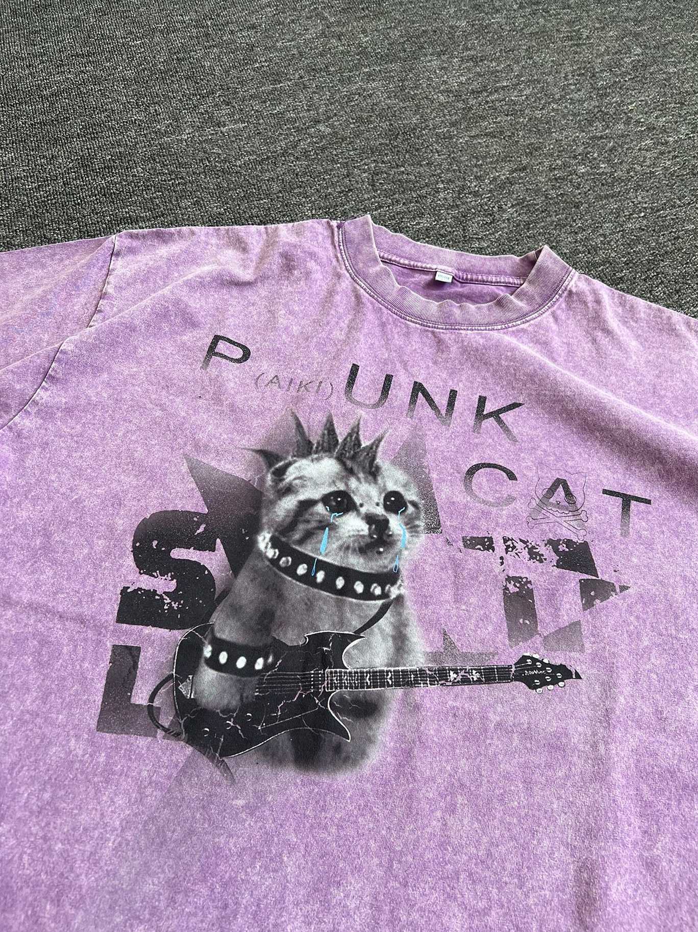 PAIKI Colorfast Cotton Loose Skull Print Unisex Casual Crew Neck Short Sleeve T-Shirts